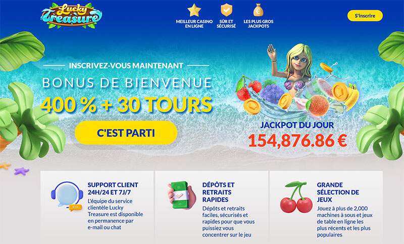 Capture d’écran de l’interface Lucky Treasure Casino